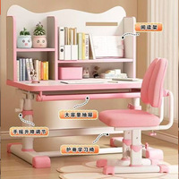 Table d'étude pour enfants JINS avec roulettes et étagère, dossier réglable en hauteur, bureau et chaise pour étudiants, table de lecture en bois pour enfants
