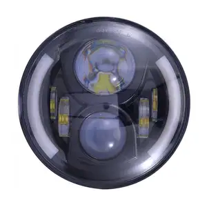 DOT E9 LED Motos Lights H4 H13 for TJ CJ JK led Headlights Amber Angle Eye 60W ATV UTV Truck Offroad 7 inch round led Headlight