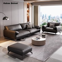 Ensemble de canapés d'angle modernes de haute qualité, petit canapé rectangulaire en cuir véritable avec rembourrage en éponge pour le salon