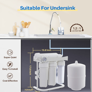 Hệ thống lọc nước RO 5 cấp gia dụng, điều chỉnh TDS dưới bồn rửa, có bình chứa và bơm - Product Image 3