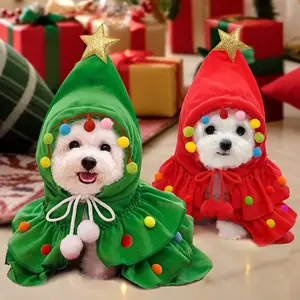 Odm & Oemherfst En Winter Kerst Huisdierenkleding Tweekleurige Mantel Mantel Sjaal Hond Transformatie Jurk Vakantie Benodigdheden