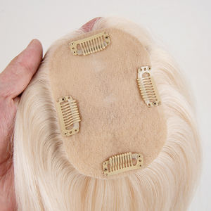 Topper de Cabello Humano Virgen Color Dorado Listo para Enviar, con Base de Seda y Clip, para Mujer, Color Balayage - Product Image 1