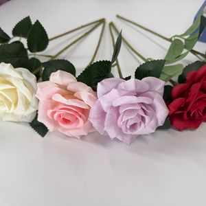 ดอกกุหลาบผ้าไหมประดิษฐ์ Lichao ดอกเดี่ยว ประดับเพชร สีขาว สีแชมเปญ สีชมพู สีแดง สีม่วง สีเหลือง สำหรับตกแต่งงานแต่งงานและบ้าน - Product Image 4
