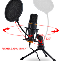 ZX666 Microphone d'enregistrement USB pas cher, microphone professionnel pour ordinateur de bureau, lumière RVB, microphone pour PC de jeu avec support