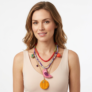 Bohemian <b>Statement</b> <b>Necklace</b> Women's Multicolor Animal Pendant Layered Chain Fabric Beads Gold Plated Handmade Party Jewelry Gift - Product Image 2