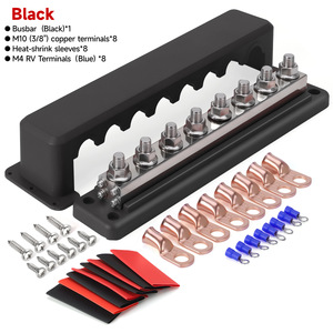 Rv Yacht 600A M10 8 Channel Busbar <b>Kit</b> Copper Alloy Black Red For <b>Electrical</b> Systems - Product Image 1