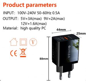 QC3.0 Single Port USB Travel Charger 3A Fast Charging Mobile Phone Adapter with <b>Power</b> <b>Supply</b> for iPhone 16 EU US UK Compatible - Product Image 4