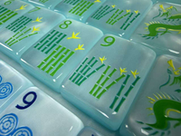 Jeu de Mahjong Américain en Plastique Effet Marbre-Perle Premium, Tuiles Personnalisées à Motif Papillon et Fleurs, Durable et Écologique, Marque CXSL