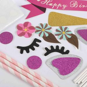 Décorations de gâteaux écologiques en forme de <span class=keywords><strong>licorne</strong></span> pour les fêtes d'anniversaire des enfants, les baby showers, décorations de gâteaux et drapeaux - Product Image 4