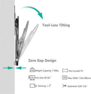 <span class=keywords><strong>Support</strong></span> <span class=keywords><strong>mural</strong></span> <span class=keywords><strong>pour</strong></span> téléviseur hd avec Micro ouverture, <span class=keywords><strong>pour</strong></span> téléviseur plat ou incurvé, 49 à <span class=keywords><strong>65</strong></span> <span class=keywords><strong>pouces</strong></span>, <span class=keywords><strong>Samsung</strong></span> Q7, Q8, Q9 - Product Image 4