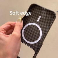 Étui de téléphone magnétique de luxe en fibre de carbone pour iPhone 16/17/18 Pro Max, coque arrière rigide avec cadre métallique pour appareil photo, compatible charge sans fil
