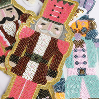 Vente directe usine : Patch brodé surdimensionné à paillettes, motif soldats et marionnettes, pour couture DIY, réparation de trous, pour doudounes et jeans