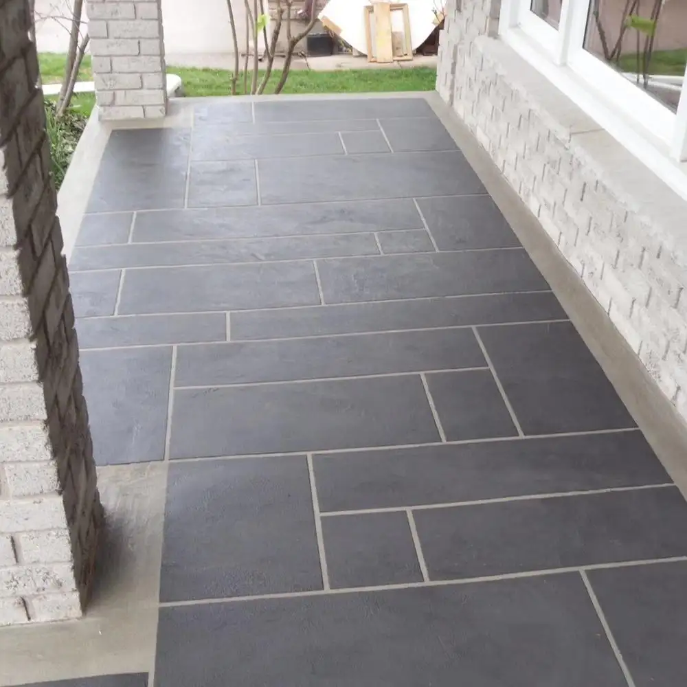 Black slate tiles french pattern random size paver stone