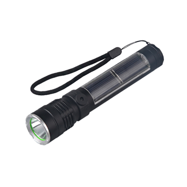 Rechargeable Solar Flashlight Aluminum Alloy LED Torch with Solar PanelWater-Resistant Outdoor Emergency Light