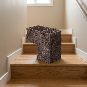 Indian Wholesale Staircase Woven Seagrass <b>Basket</b> with Handle Used for Household Organizer and Declutter Your House - Product Image 1