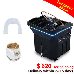 Europäischer Lagerbestand Schwarz Kostenloser Versand Japanisches Tragbares Kopfwaschbecken Wassertherapie Mit Dampf Haarwäsche Friseursalons - Product Image 3