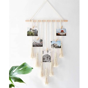 Venta al por mayor colgante foto pantalla Macrame colgante de pared fotos organizador <span class=keywords><strong>Boho</strong></span> Home Decor - Product Image 4