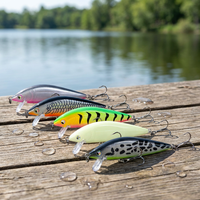 Leurre de pêche en ABS fabriqué en Chine, type Minnow, 7,5 cm, 9,5 g, avec hameçons pour la pêche en mer, en bateau, en rivière et en lac