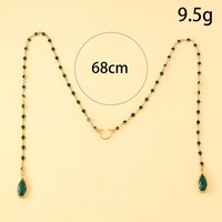 Chaîne de visage en bambou avec pampille en cristal vert, style bohème, accessoires d'oreille tendance pour femme