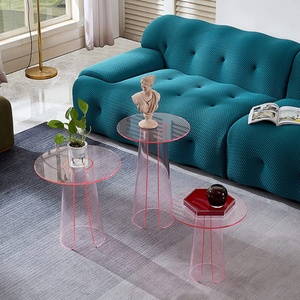 Table basse moderne ronde en acrylique transparent (Lucite) personnalisable avec logo et épaisseur sur mesure pour salon – Vente chaude directe usine - Product Image 3