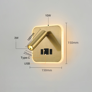 新しいモダンな寝室用回転式ウォールライト、ベッドサイドウォールランプ、オンオフキー付き、Type-C USB充電式<span class=keywords><strong>LED</strong></span>読書用ウォールライト - Product Image 3