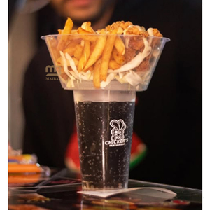 Vaso de Café Desechable Personalizado, Vaso de Plástico para Llevar con Tazón para Aperitivos, Leche, Té, Papas Fritas, Portavasos 2 en 1 para Aperitivos y Bebidas - Product Image 1