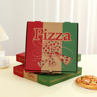 Boîtes à pizza personnalisées en gros, impression personnalisée, papier couché brillant, recyclable, avec poignée, impression de logo, conteneur alimentaire à emporter