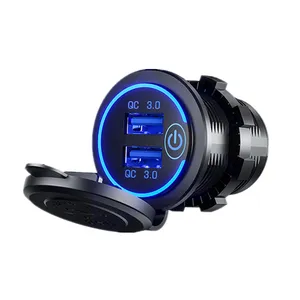 Schnell ladung 3.0 Dual USB Fast Car Charger Socket Zubehör Wasserdichte 12V/24V QC3.0 Steckdose mit Touch Switch und LED-Licht