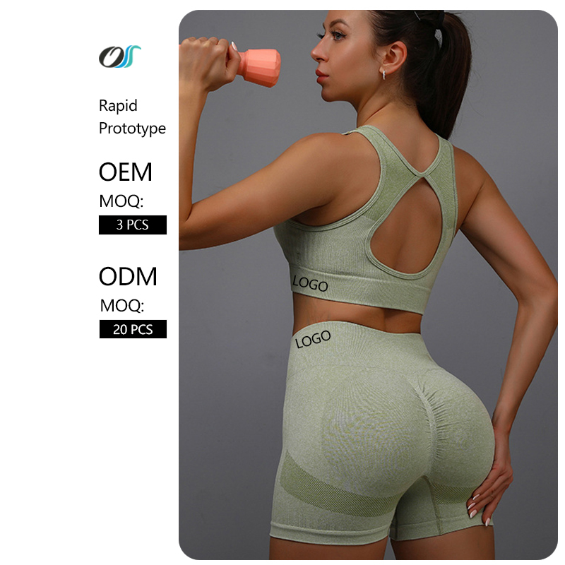 Hot Selling 2 Pieces Seamless Women's Yoga Set Fitness Sports Bra Suit High Waist Legging Female Workout Wear