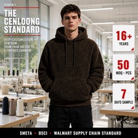 Hoodie Sherpa Fleece Custom Cenloong, Pullover Tebal Ukuran Besar untuk Pria, Streetwear Grosir