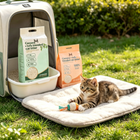 Litière pour chat en tofu et manioc, fabrication usine, agglomération rapide en 3 secondes, faible poussière, contrôle des odeurs, à base végétale, biodégradable, OEM, vente en gros