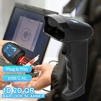 GTCODESTAR Lecteur de codes à barres 2D portable Lecteur de codes QR sans fil Scanner de codes à barres laser 1D Pistolet de balayage de codes à barres 2.4G pour supermarché