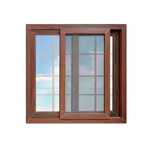 China Manufacturer PVC Balcony Sliding Wood Grain Effect Color Window upvc windows