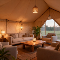 BABERY Série de Villas de Glamping Modulaires de Luxe, Hébergement de Resort Personnalisable, Structure en Acier