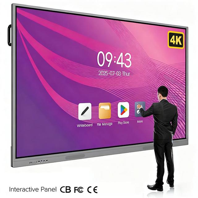 AI Interactive Flat Panel 55/65/75/85/86 Inch LCD 4K UHD 40-Point Touch 4G RAM 32G Storage Android/Windows 48MP Camera Smart