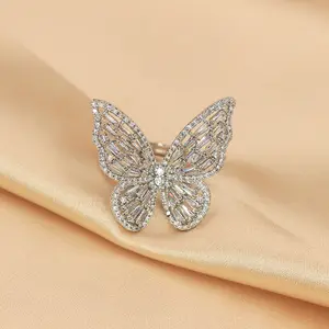 Luxe Vlinder Ring Koreaanse Mode Persoonlijkheid Ins Hollow Opening Verstelbare Ring Vrouwelijke