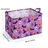 Panier de rangement pliable pour Halloween avec poignées, imprimé fantôme, chauve-souris et citrouille, pour décoration de fêtes et rangement de jouets