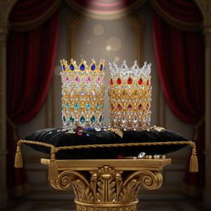 มงกุฎโลหะตกแต่งเค้ก มงกุฎดอกไม้ตกแต่งช่อดอกไม้วันเกิด มงกุฎดอกไม้สำหรับเจ้าสาว มงกุฎวันแต่งงาน วันแม่ วันวาเลนไทน์ - Product Image 1