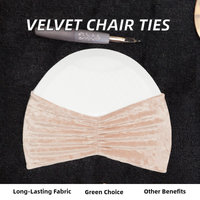 Bande de chaise en velours à volants, rubans de chaise en spandex pour housse de chaise extensible, décoration de mariage, événement, fête