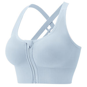Vendita all'ingrosso da donna su misura per il <span class=keywords><strong>Fitness</strong></span> Cross Back imbottito reggiseno sportivo senza cuciture con Zip frontale per Yoga reggiseno sportivo Top per palestra - Product Image 5