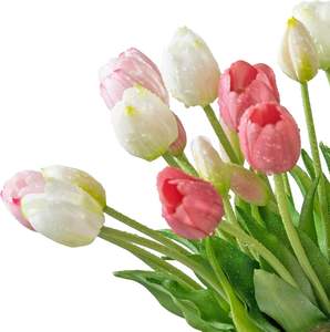 Bouquet de fleurs artificielles en PVC de haute qualité, tulipes, toucher réel, pour mariage, décoration d'hôtel, vente en gros - Product Image 4