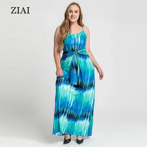 Vestido estampado Tie-Dye para mujer, vestido liso Sexy con cinturón para vacaciones