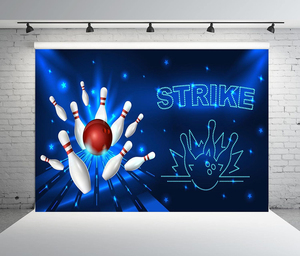 Spanduk Pesta Bowling Latar Belakang Dekorasi Ulang Tahun Anak Tema Bowling Biru Spanduk Dinding Besar Dekorasi Pesta - Product Image 4