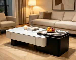 โต๊ะกาแฟหินอ่อนทันสมัยพร้อมที่เก็บของ เฟอร์นิเจอร์ห้องนั่งเล่น - Product Image 2