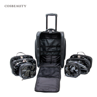 Valise à roulettes professionnelle pour maquillage, multifonctionnelle, noire, avec roulettes