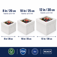 Caja de Cartón Blanca para Pastel con Ventana Transparente de 8, 10 y 12 Pulgadas, Caja de Embalaje para Pastelería, Cupcakes, Postres, Venta al Por Mayor