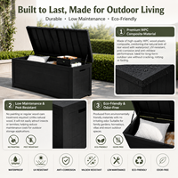 Boîte de rangement extérieure étanche en WPC, grande capacité, verrouillable, coffre de rangement pour patio et jardin, pour coussins et outils