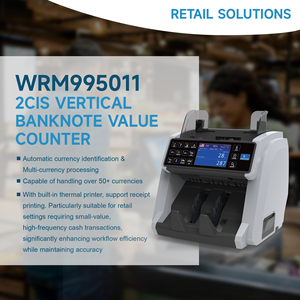 Compteur <span class=keywords><strong>de</strong></span> billets vertical <span class=keywords><strong>portable</strong></span> WEIRONG WRM995, machine <span class=keywords><strong>de</strong></span> comptage <span class=keywords><strong>de</strong></span> billets multi-devises, qualité bancaire, imagerie couleur 100 DPI - Product Image 2