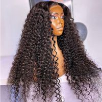 Perruques de cheveux humains vierges indiens bruts à cuticules alignées, Lace Front HD transparente 13X4 sans colle, Ondulation profonde, pour femmes noires