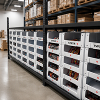 Bac de stockage empilable en plastique robuste pour entrepôt, pour composants d'outils, étagère murale modulaire 3x3, pour la préparation de commandes industrielles